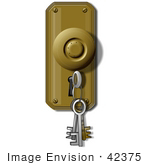 42375 Clip Art Graphic Of A Key Ring In A Key Hole