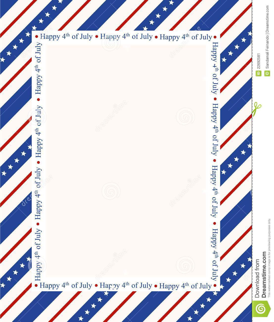     And Stripes Page Border   Frame Design With Happy 4th Of July Text