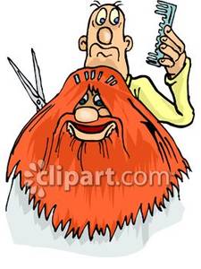 Barber Breaking The Comb Off In A Hippies Hair   Royalty Free Clipart