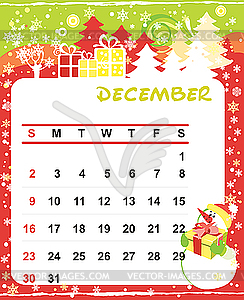 Calendar 2012 December   Vector Image