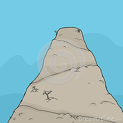 Cartoon Background Of Single Mountain With Flat Top 