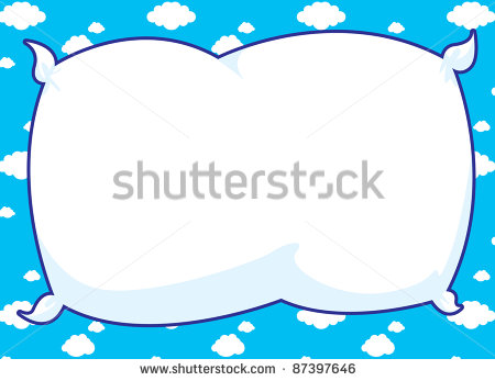 Cartoon Frame With Pillow Inset And Blue Cloud Background Stock Photo