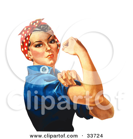 Clipart Illustration Of A Tough Woman In A Bandana Flexing Her Bicep