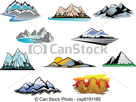 Clipart Vector Of Mountain Peaks   Set Of Mountain Symbols For    