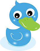 Cute Little Blue Rubber Duck Isolated On White   Clipart Graphic
