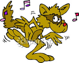 Dancing Cartoon Raccoon   Royalty Free Clipart Picture