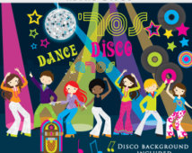 Disco Clipart   Retro Clip Art Dancing Vintage Jukebox Albums Music