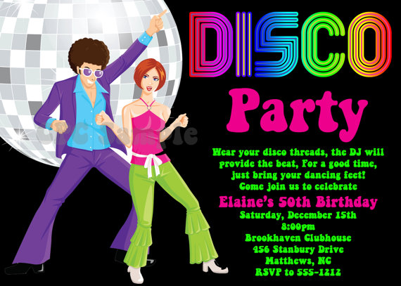 Disco Party Invitation 70s 80s 90s Disco Dance Party Invitations By