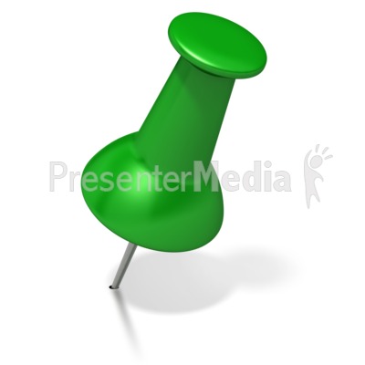 Green Thumb Tack Angled Right   Home And Lifestyle   Great Clipart For