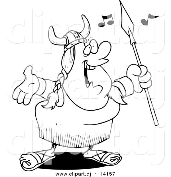Of Cartoon Female Viking Opera Singer Coloring Page Outline