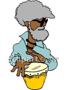 Old Black Guy Playing A Drum Royalty Free Clipart Picture