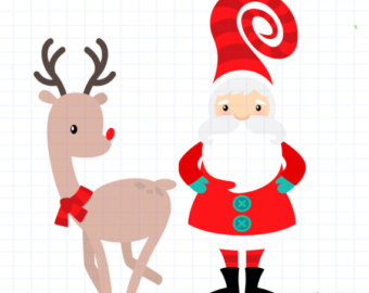 Santa Claus Clipart   Holiday Clip Art For Scrapbooking   Rudolph The