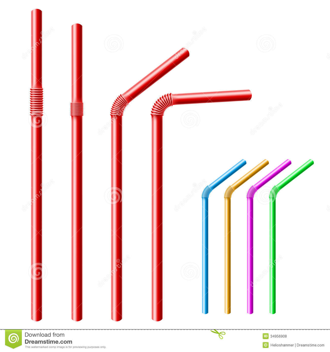 Straw Clipart Drinking Straw Set Different Colors Positions 34956908