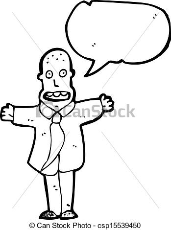 Vector   Cartoon Bald Office Man Talking   Stock Illustration Royalty