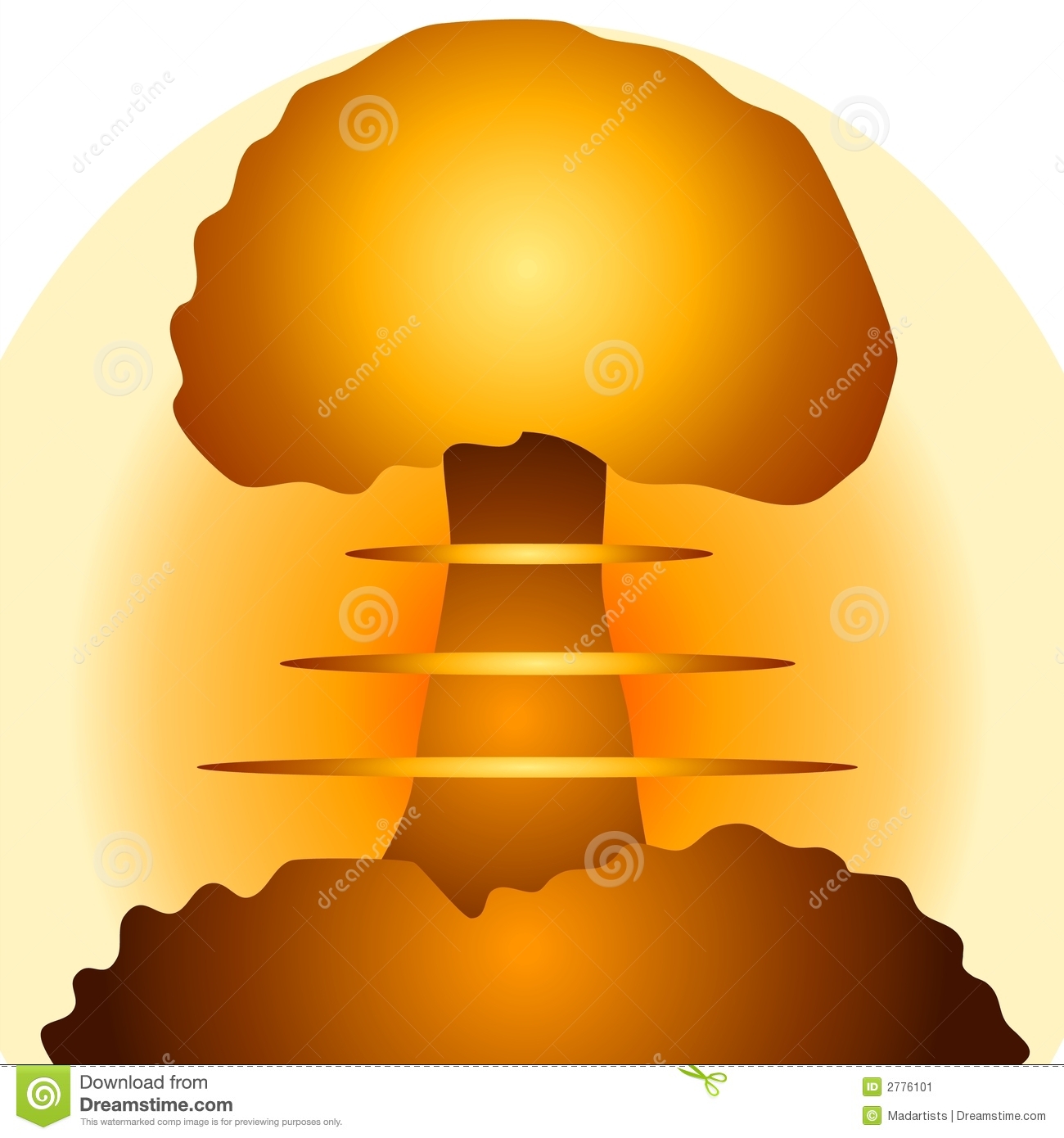 An Illustration Of An Atomic Bomb Mushroom Cloud In Dark Gold Gradient