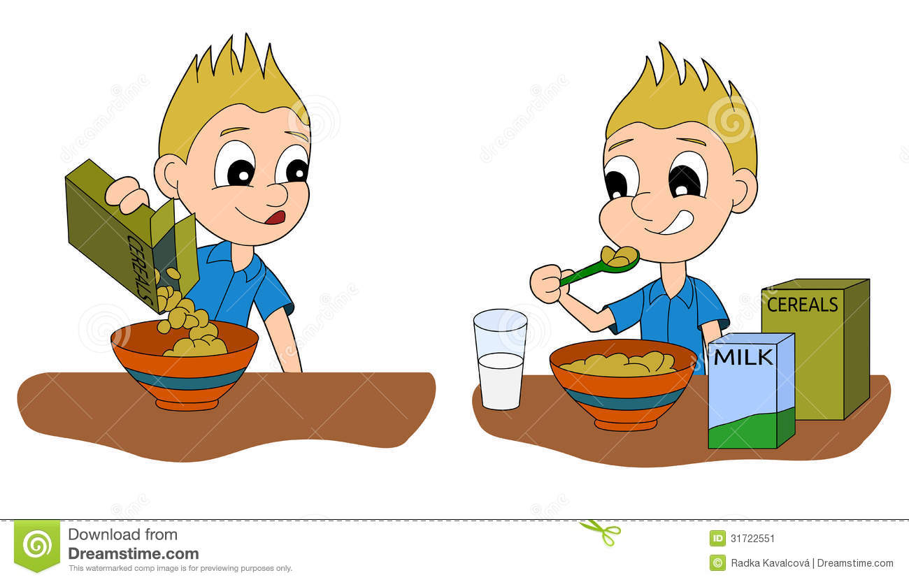     And A Bowl Of Cereals For A Breakfast Isolated On A White Background