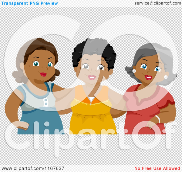 Cartoon Of A Group Of Diverse Middle Aged Female Friends Royalty Free    