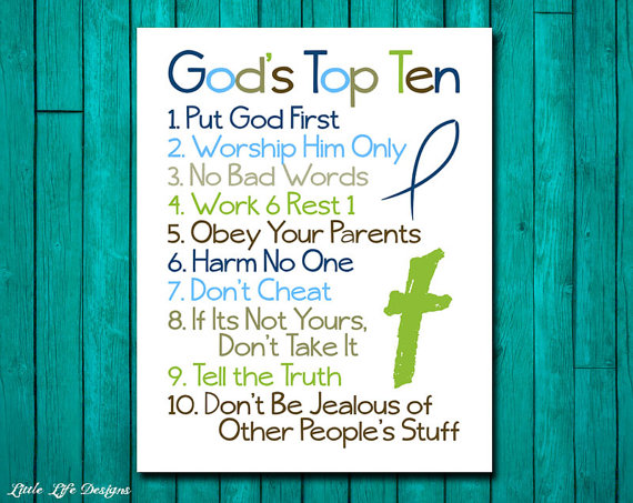 Christian Wall Art  Ten Commandments  Bible Verse  God S Top Ten For
