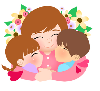 Clip Art Of Young Children Sharing A Hug With Mommy For Mothers Day