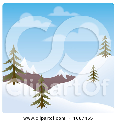 Clipart Day Time Winter Hillside Landscape   Royalty Free Vector