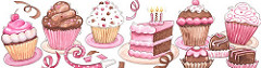 Clipart Illustration Of A Birthday Cake Cupcake Confetti And Candy