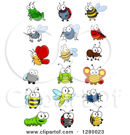 Clipart Of Cute Cartoon Insects   Royalty Free Vector Illustration By
