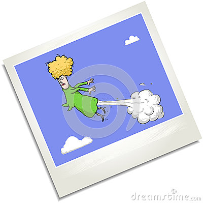Farting Woman In The Sky Polaroid Illustration  Stock Vector   Image