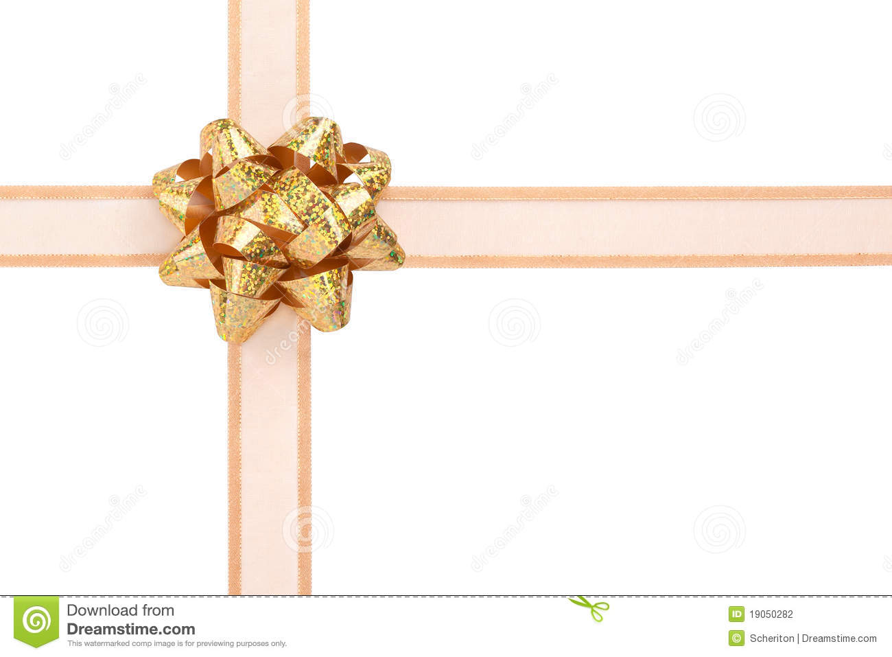 Gift Wrap With Gold Ribbon And Sparkly Bow Stock Photography   Image