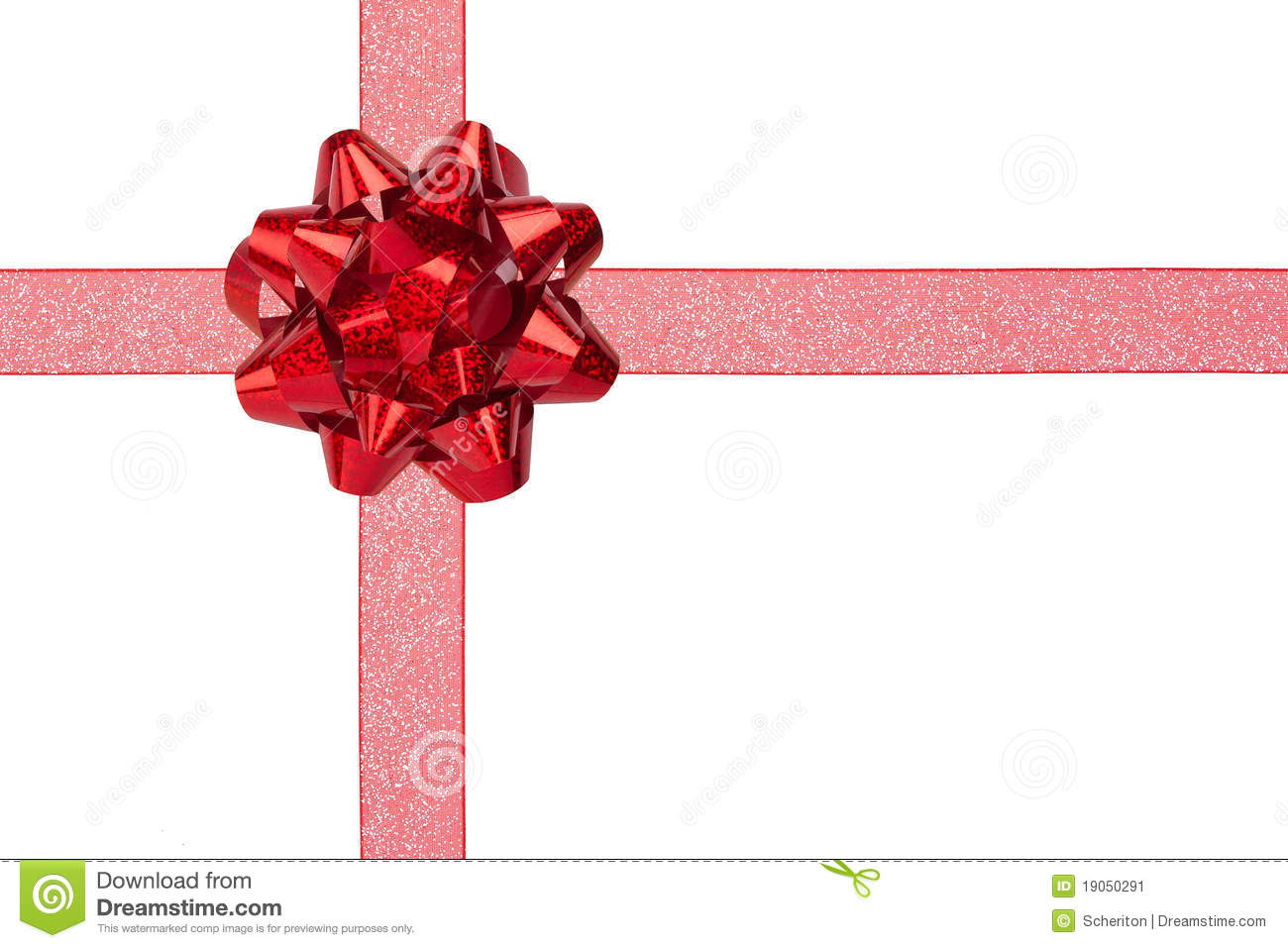 Gift Wrap With Red Sparkly Ribbon And Bow Stock Image   Image