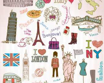 Instant Download Doodle Love Travel Digital Clip Art Design Element