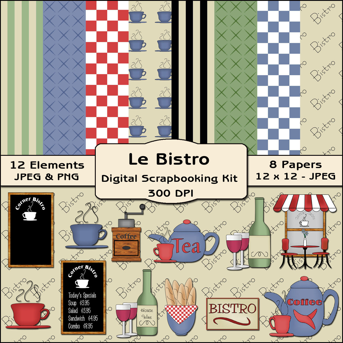 Le Bistro Restaurant Digital Scrapbooking By Shersdigitalclipart