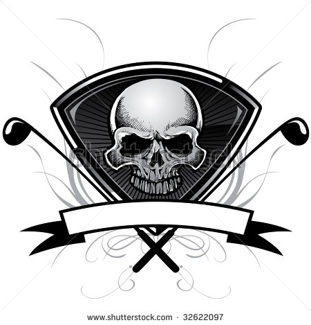 Of A Golf Crest With Skull Insert Golf Clubs Blank Banner    