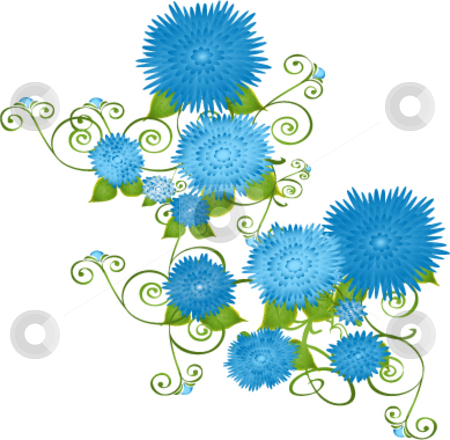 Vines Stock Vector Clipart Vector Illustration Blue Flowers On Vines