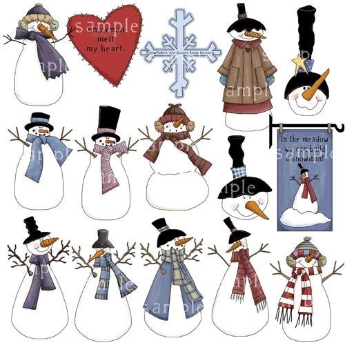 Winter Time Snowmen Snowman Clipart Graphics By Embroiderygirl