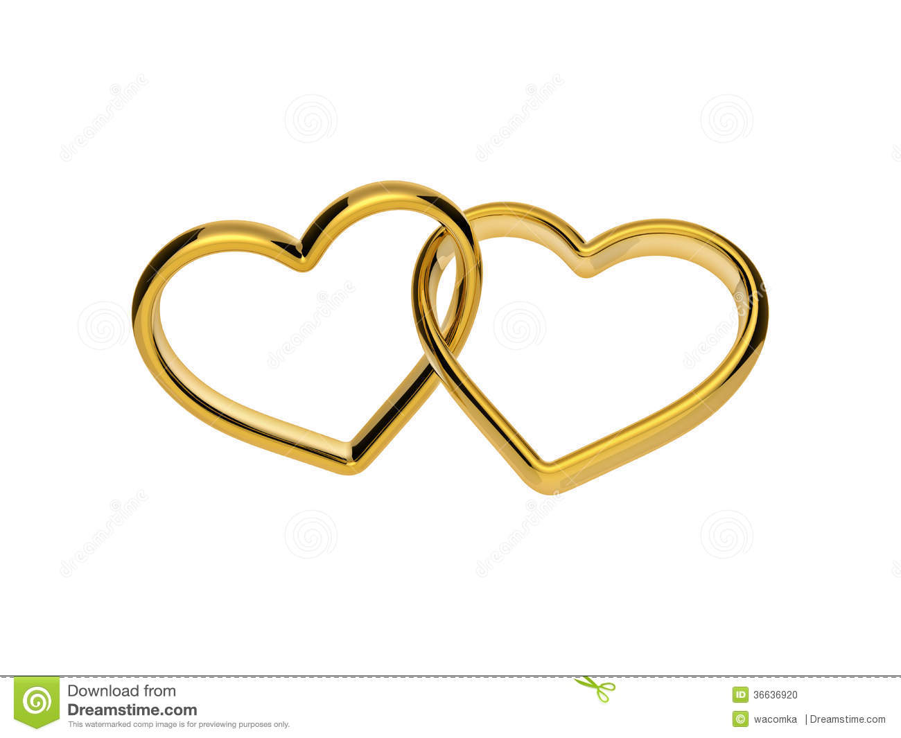 3d Golden Hearts Connected Together Linked Engagement Rings Love And    