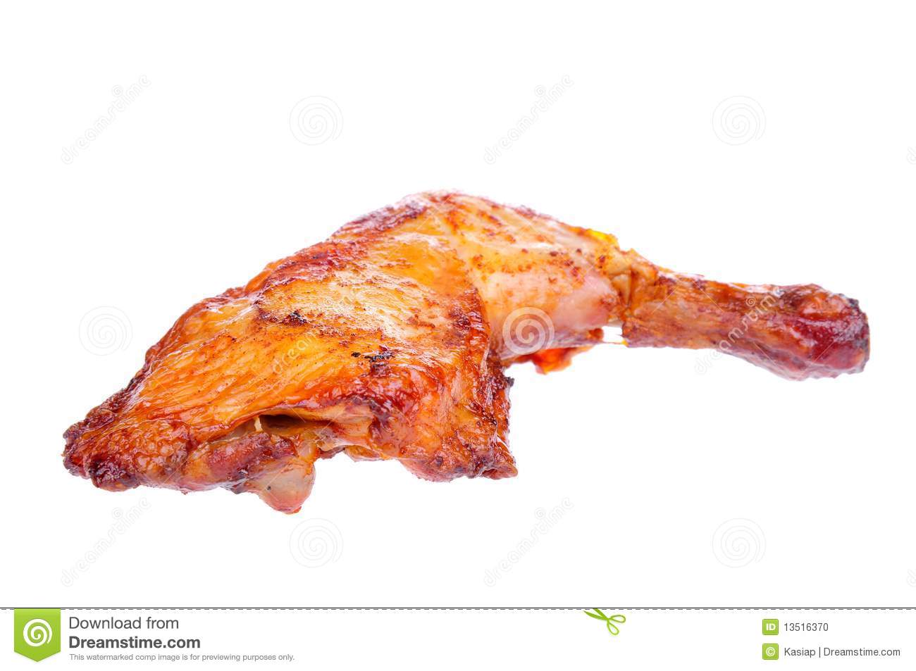 Baked Chicken Isolated On The White Background 
