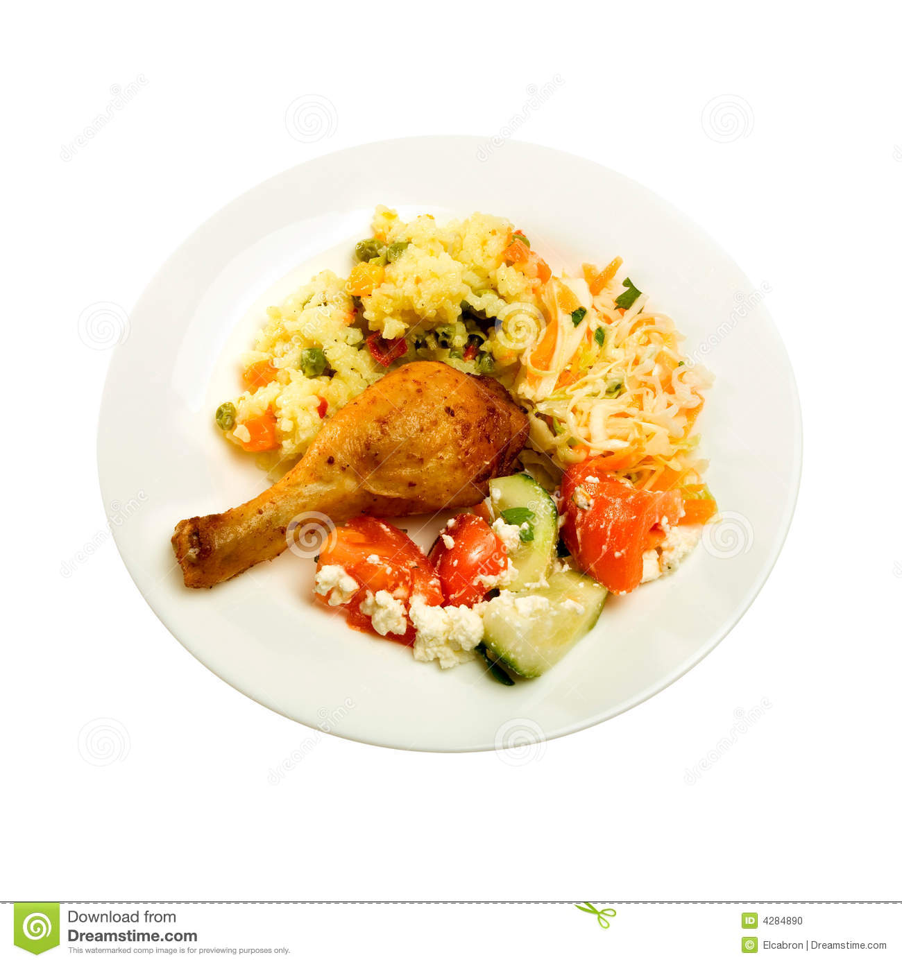 Baked Chicken With Salad Stock Photo   Image  4284890
