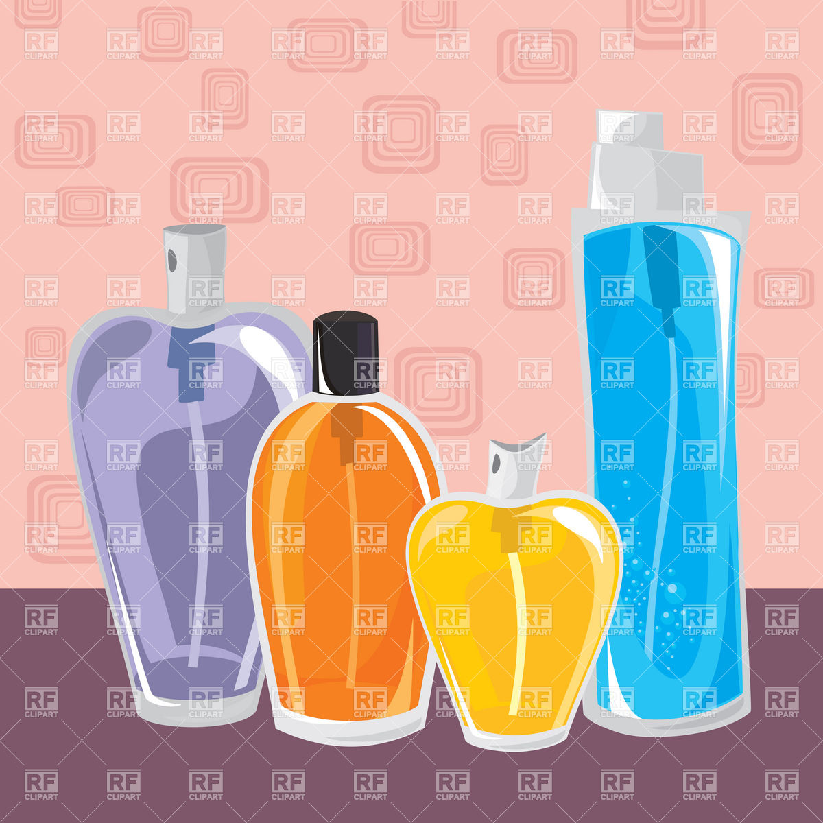 Bottles Of Perfume On Retro Background   Cosmetics Download Royalty