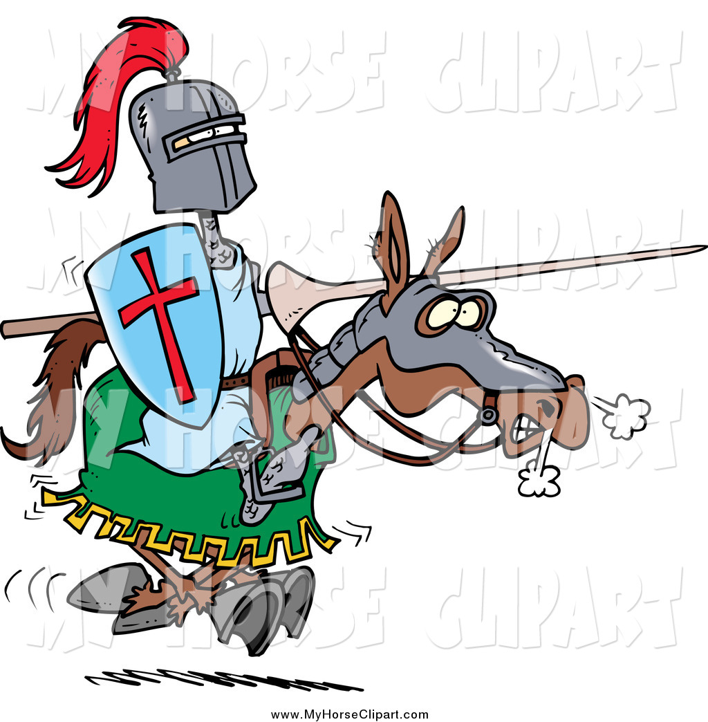 Clip Art Of A Cartoon Jousting Knight On Horseback By Ron Leishman