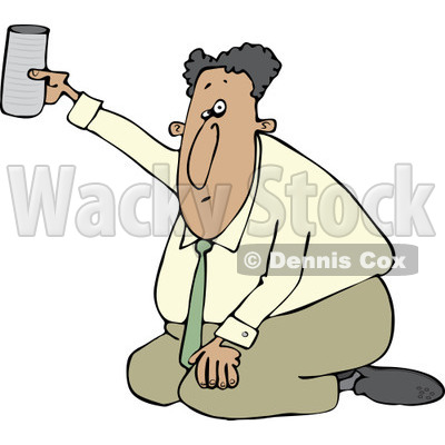 Clipart Of A Hispanic Businessman Kneeling On The Ground And Begging