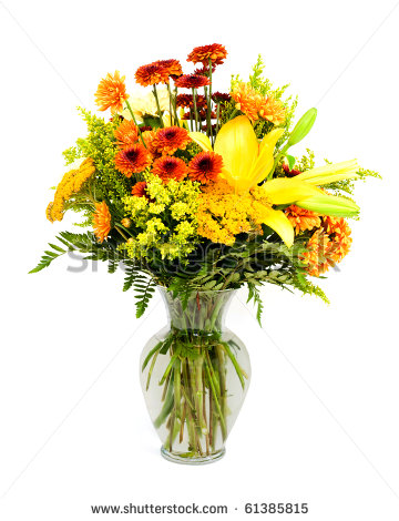 Colorful Flower Arrangement With Fall Colors Isolated On White  Stock    