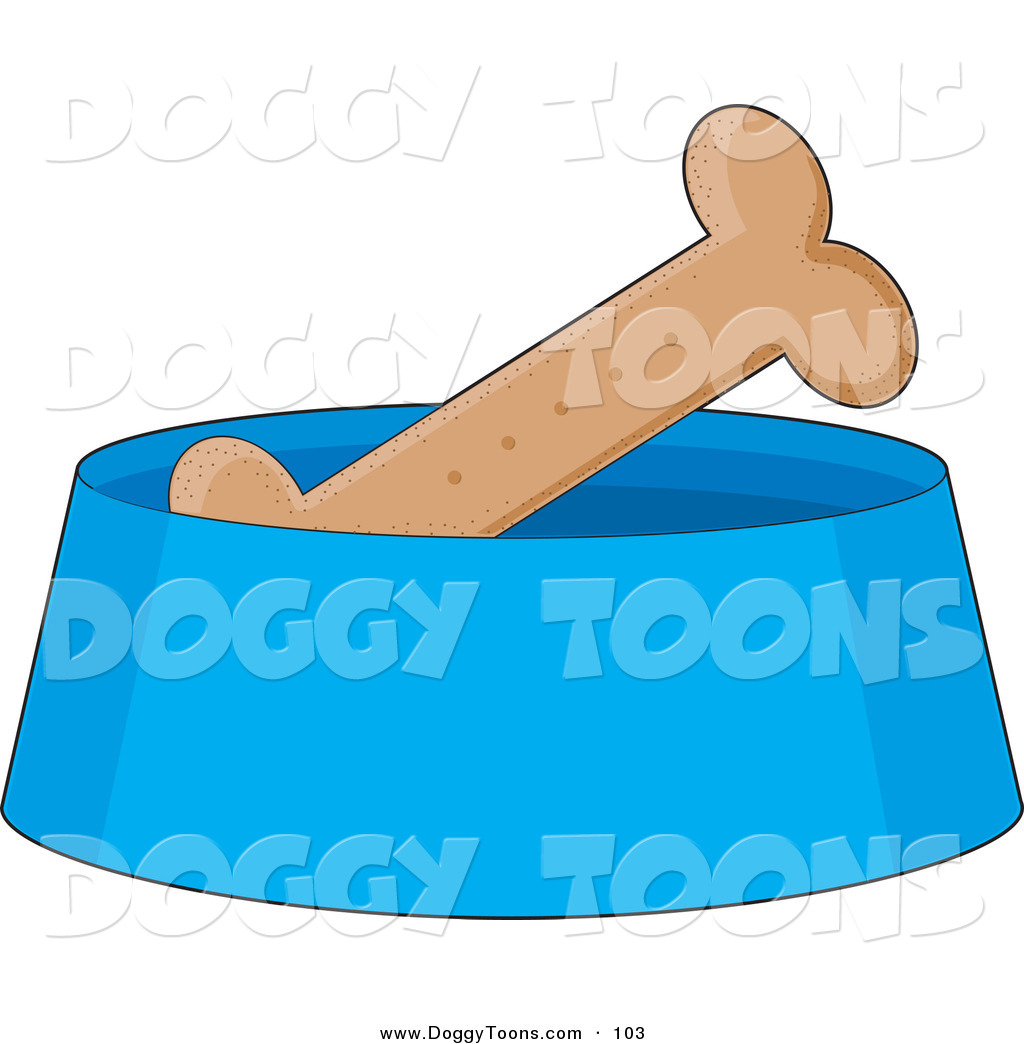 Doggy Clipart Of A Crunchy Dog Biscuit In A Blue Dog Dish A Treat For
