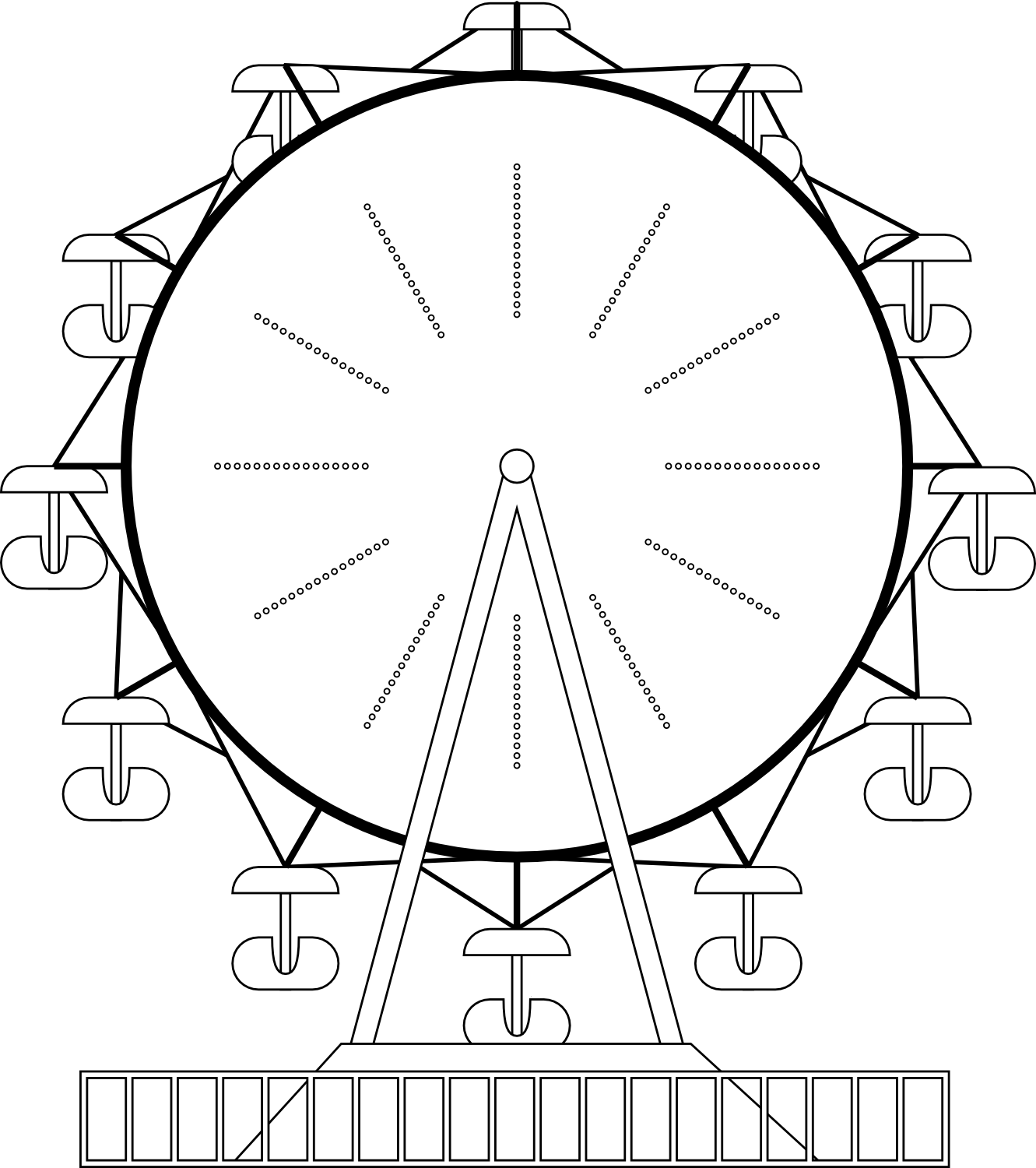 Ferris Wheel Black White Line Art Coloring Book Colouring Xanthochroi    