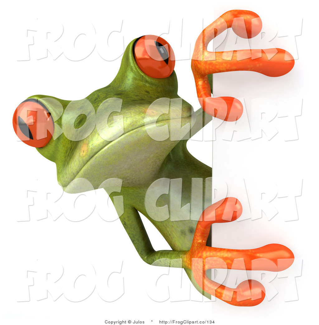 Frog Peering Around A White Sign Frog Clip Art Julos