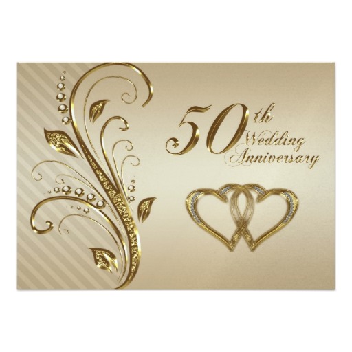 Golden Wedding Anniversary Invitation Card 5 X 7 Invitation Card    