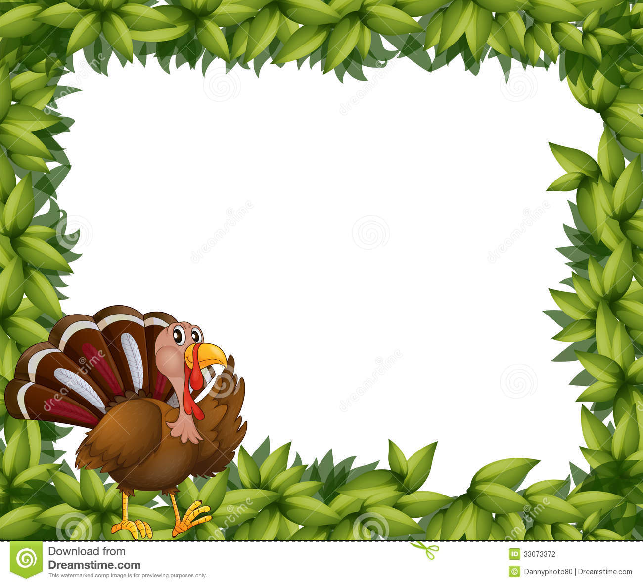 Green Frame Border With A Turkey Stock Photography   Image  33073372
