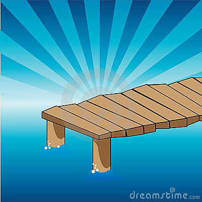 Illustration Of A Pier Isolated On A Blue Sunrise