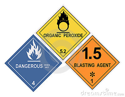 Of Transportation Hazardous Material Warning Labels Isolated On White