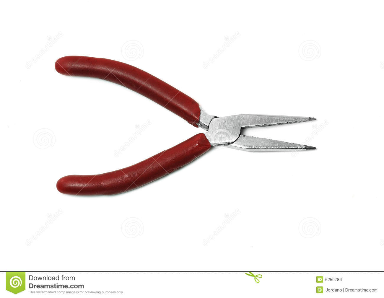Red Handled Needle Nose Pliers Isolated