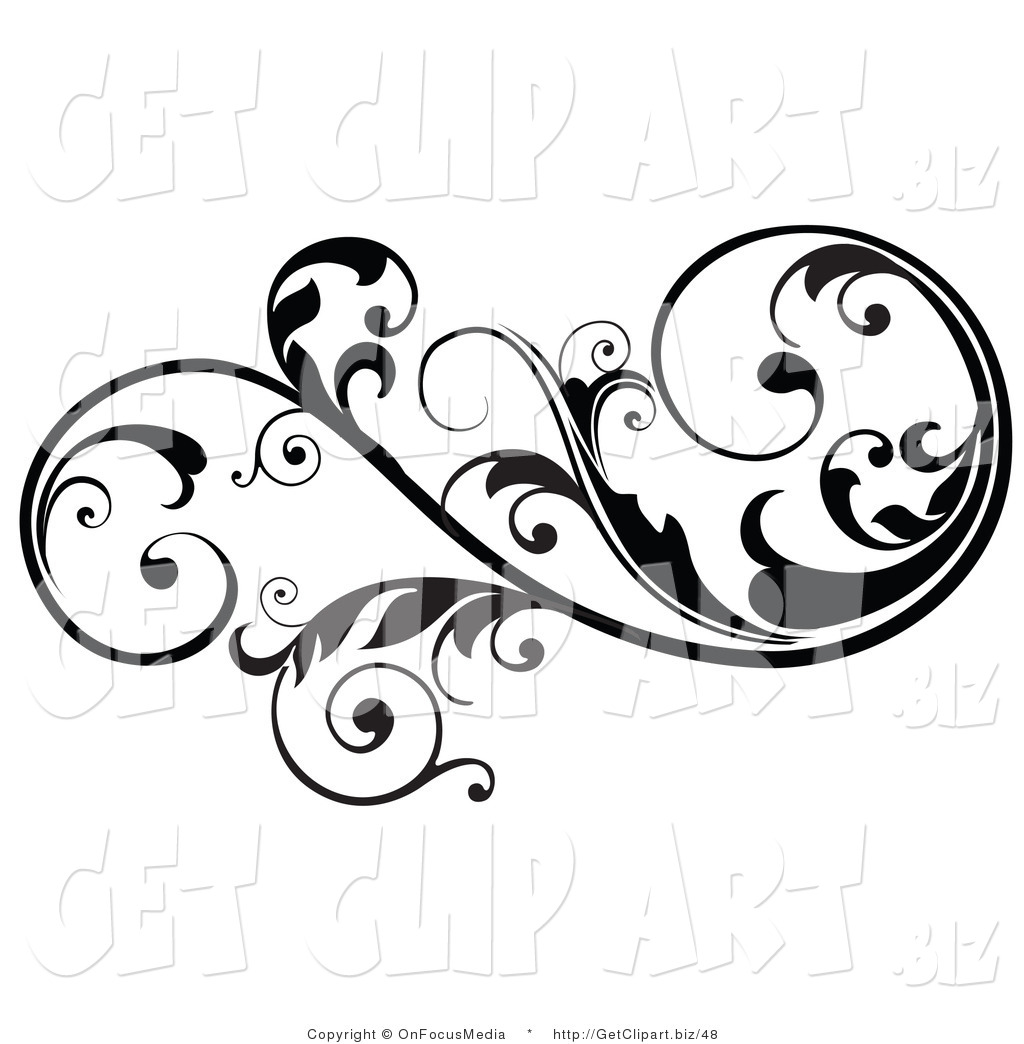     Silhouetted Leafy Scrolling Design Element Get Clip Art Onfocusmedia